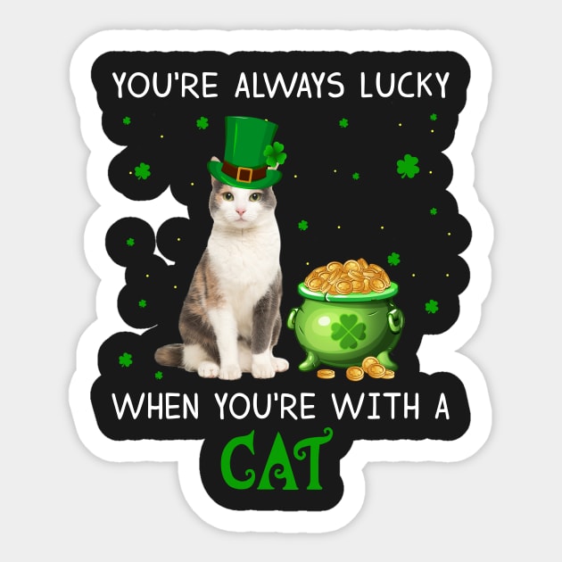 Always Lucky When You_re With A Cat T-shirt Sticker by Elsie